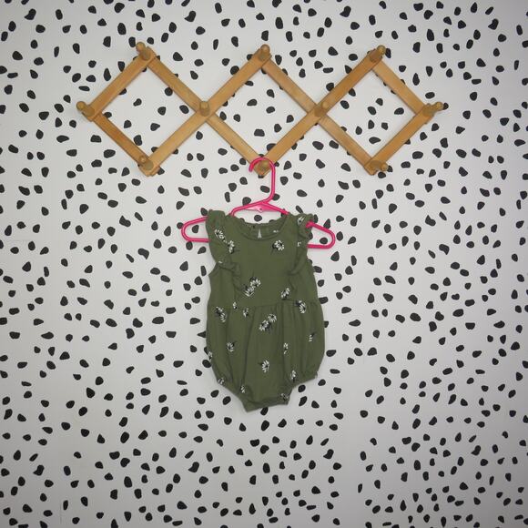 Old Navy Green Floral Print Ruffle Sleeveless Baby Onesie - Picture 1 of 6